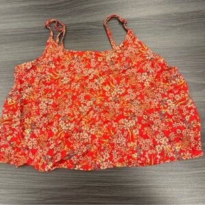 O'Neill Crop Top Womens Size XS Orange Floral Vicose spaghetti strap Tank Top